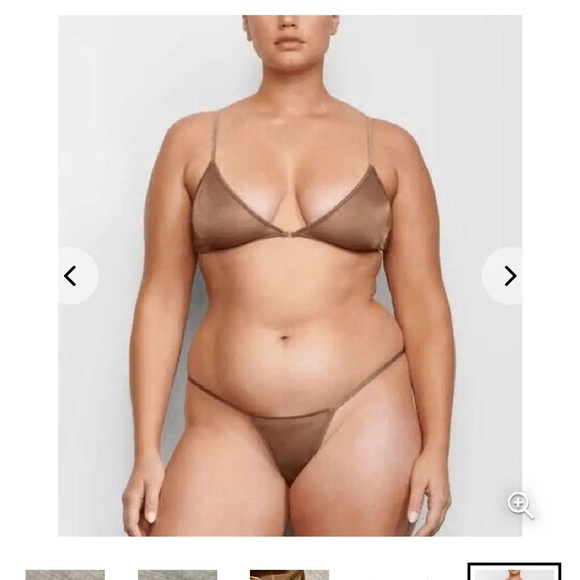 SKIMS Sparkle Glissenette Front Close Triangle Bralette Tan Brown Chai 2x - Picture 4 of 4